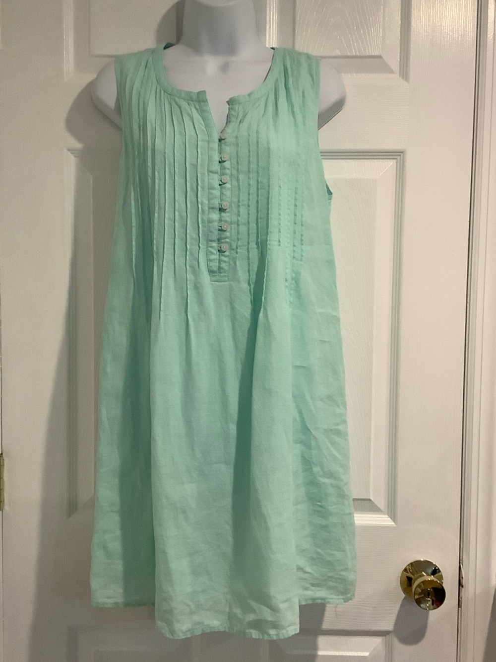 VINEYARD VINES 100% Linen Green Coastal Grandma Summer Beachy Shift Dress S